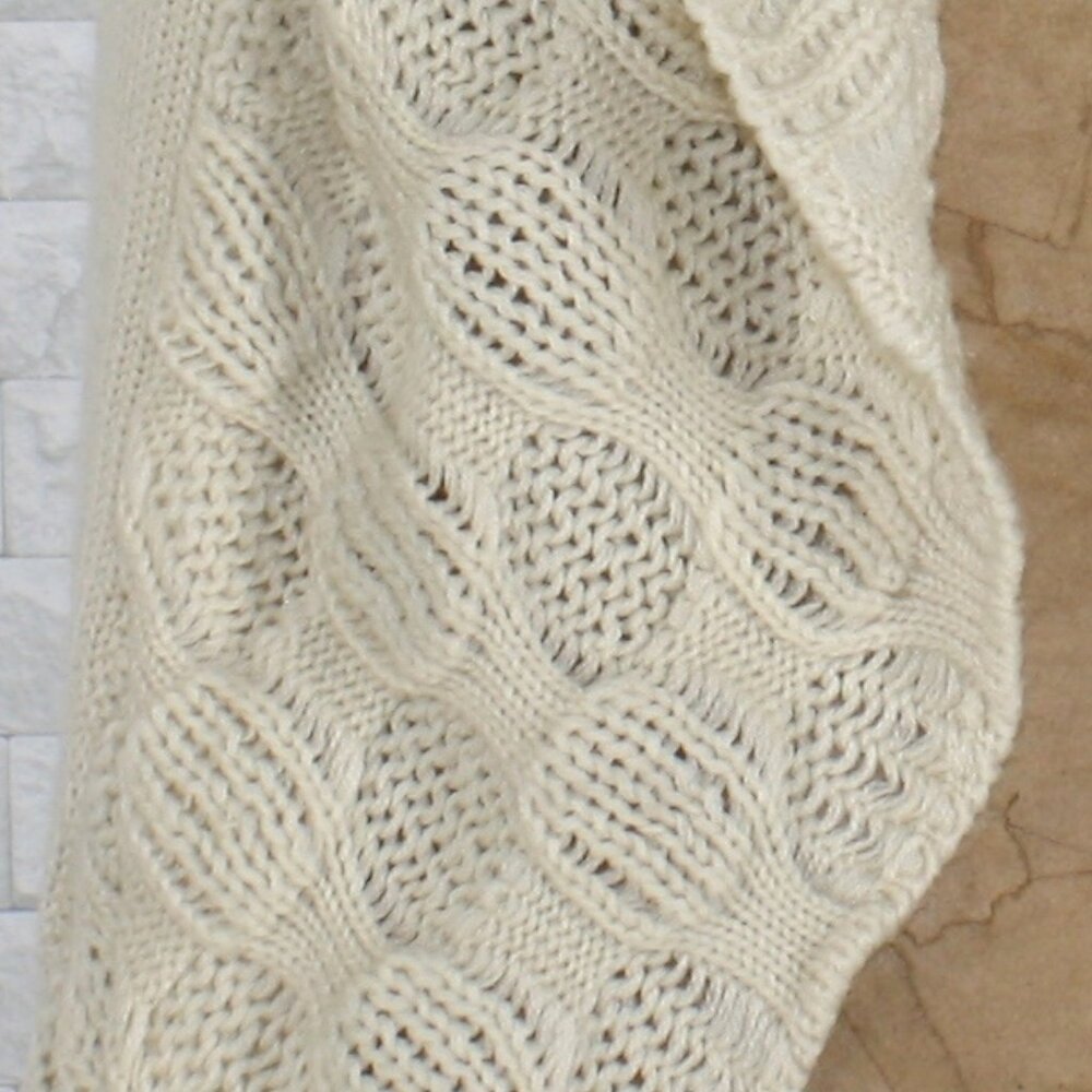 ABSOLUTELY FAMOUS Vest Knit Long Boho Shrug Neutral Statement Collar Cream Large - Picture 4 of 17